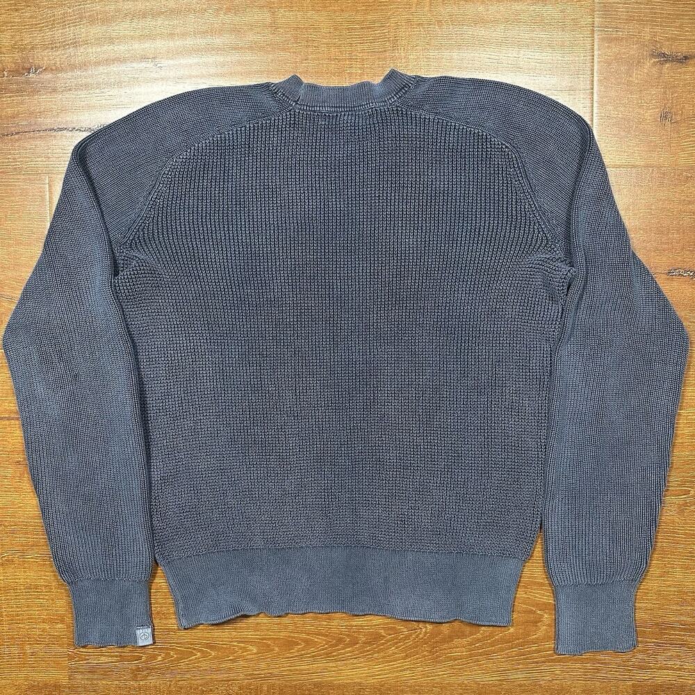 Rag & Bone Sweatshirt Mens M Gray Ribbed Elbow Patches Cotton Retro Alt Designer - Picture 2 of 10